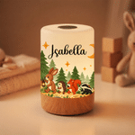 Lumina notturna ricaricabile personalizzata con animali della foresta, controllo touch e nome: decorazione per la cameretta, regalo di compleanno per bambini e bambine
