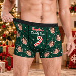 Individuell gestaltete Boxershorts mit Weihnachtsmotiv und Gesichtsfoto – atmungsaktives Set für den täglichen Gebrauch – Weihnachtsgeschenk für Paare 3