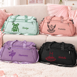 Sac de voyage imperméable personnalisé, orné d'une silhouette de danseuse en chaussons de ballet, avec prénom et bandoulière – Cadeau d'anniversaire ou de groupe pour les danseuses 5