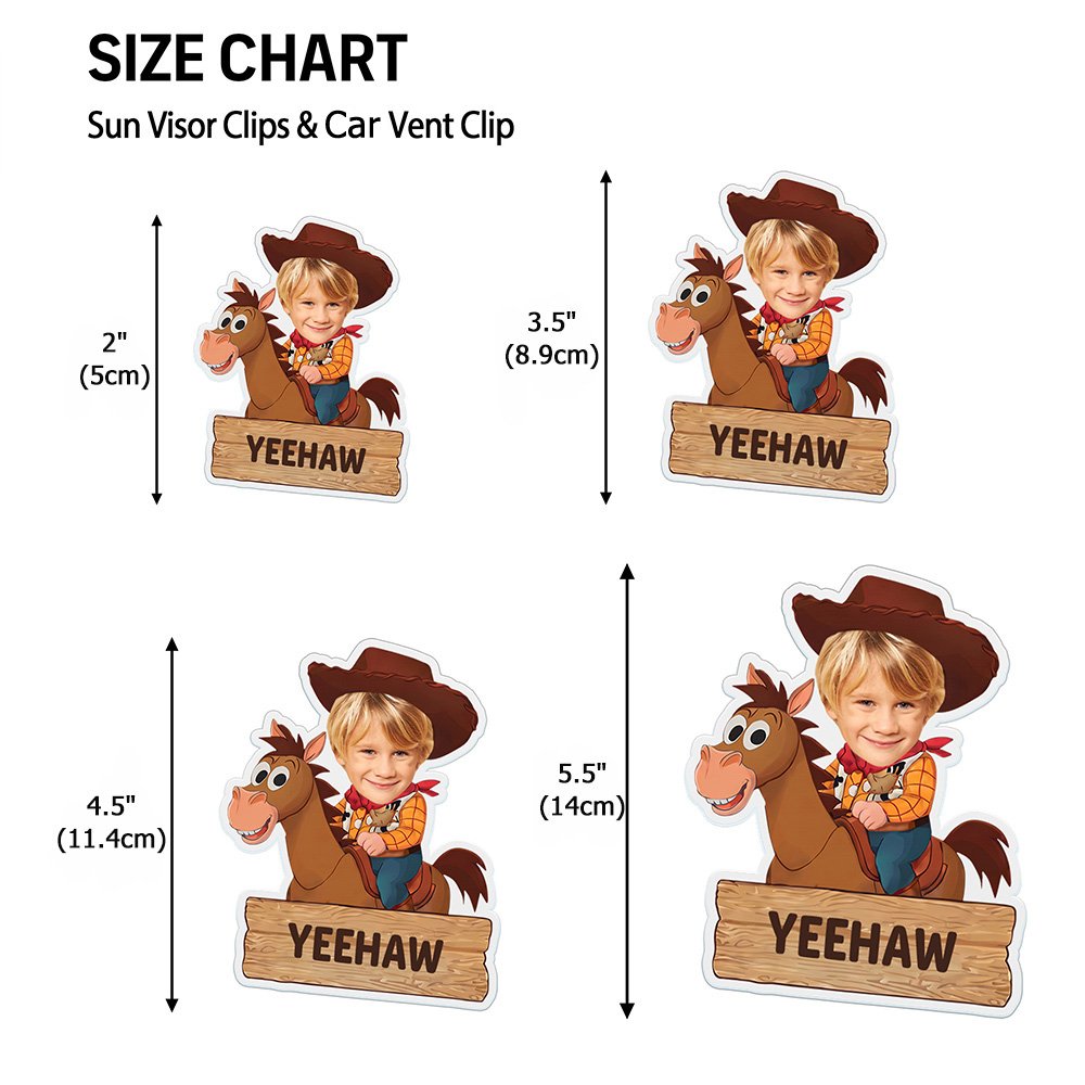 Personalized Cartoon Cowboy Photo Car Vent Clip Sun Visor Clip Rearview Mirror Ornament with Text Car Accessories Birthday Gift for Drivers Parents 9