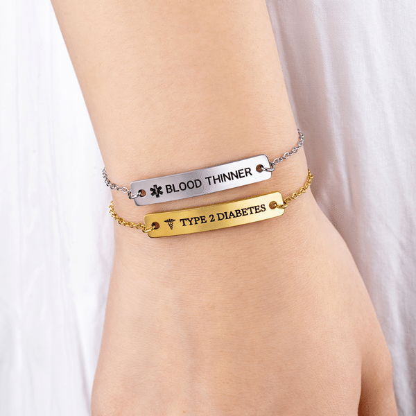 Pulsera de identificación médica personalizada con información médica grabada; regalo de primeros auxilios para mujeres pacientes
