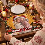 Personalized Christmas Theme Oil Painting Style Character Photo Placemat with Name Kitchen Dining Decor Christmas Gift for Friends Family 2