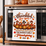 Personalized Thanksgiving Turkey Pumpkin Pattern Super Absorbent Tea Towel with Text and Year Thanksgiving Day Housewarming Gift for Family Friend 3