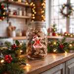 Pegatinas personalizadas para el árbol de Navidad con gorro de Papá Noel, copos de nieve e iniciales, con nombre y año. Decoración para regalos y fiestas navideñas. Regalo para niños, familiares y amigos. 3