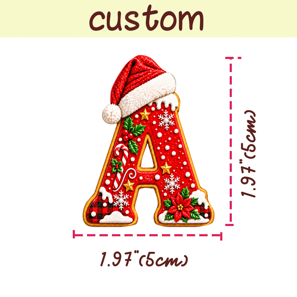 Pegatinas personalizadas para el árbol de Navidad con gorro de Papá Noel, copos de nieve e iniciales, con nombre y año. Decoración para regalos y fiestas navideñas. Regalo para niños, familiares y amigos. 10