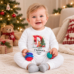 Personalized Reindeer Snowman 100% Cotton Bodysuit Baby Romper Bib Set with Name and Year Baby First Christmas Announcement Birthday Gift for Baby 6