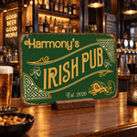 Personalised Vintage Shamrock Irish Pub Green Metal Sign with Name and Year Wall Decor Birthday Christmas Gift for Father Husband Drinker 4