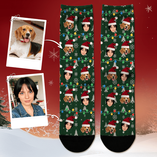 Personalised Funny 1-4 Face Photos Soft Mid-Calf Socks Daily Use Christmas Gift for Family Friend