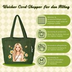 Personalisierter Foto-Zeichnung Shopper mit Geburtsblumen & Namen | großes Fassungsvermögen | Cordtasche | Tote Bag | Geburtstagsgeschenk für Frauen 10