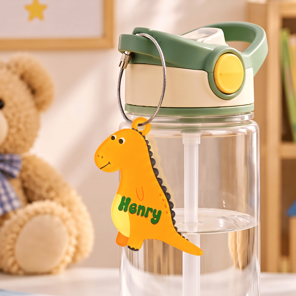 Personalized Multicolour Cartoon Dinosaur Acrylic Keychain with Name and Wire Rope Christmas Birthday Gift for Kids Dinosaur Enthusiasts 6