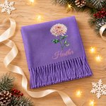 Châle ou écharpe à franges personnalisé avec nom et fleur de naissance - Doux et chaud - Cadeau de Noël et d\anniversaire pour femme 6