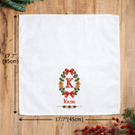 Personalized Large Christmas Wreath Initial 100% Cotton Christmas Table Napkin with Name Table Decoration Christmas Gift for Family Friend 7