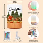 Lumina notturna ricaricabile personalizzata con animali della foresta, controllo touch e nome: decorazione per la cameretta, regalo di compleanno per bambini e bambine