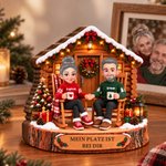 Personalisierte 3D-Optik-Liebespaar-Deko aus Holz | mit Namen & Text | Cartoon-Stil | Tisch- & Fensterdeko | Weihnachtsgeschenk für Freunde & Eltern 1