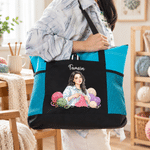 Personalised Crochet Lover Photo Large Capacity Tote Bag with Name and Mesh Pockets Birthday Christmas Gift for Knitting Crochet Lover 3