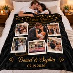 Personalized Film Roll Couple Photo Soft Throw Blanket with Names and Date Anniversary Wedding Gift for Couple 6