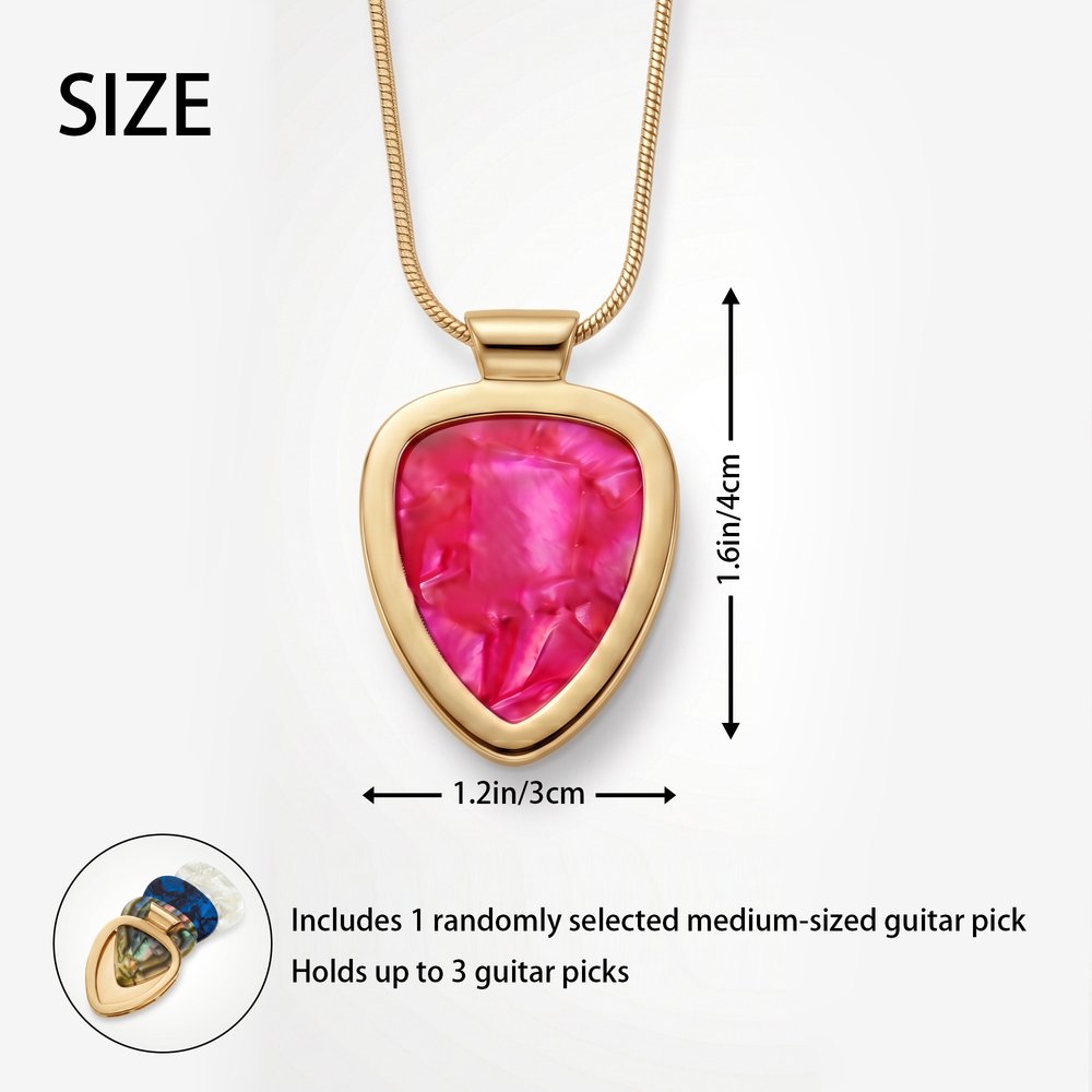 Collar con colgante personalizado y soporte desmontable para púas de guitarra, con texto en la parte posterior con el nombre. Regalo de cumpleaños con 1 púa de guitarra para guitarristas y amantes de la música 10