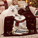 Personalized Merry Woofmas Red Plaid Scarf Pet Photo Warm Throw Blanket with Name Home Decor Christmas Gift for Pet Owner 3