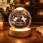 Personalized State Map Round Crystal Ball LED Night Light with Text Date and Wooden Base Memorial Bedroom Gift for Family Friend 2