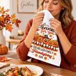 Personalized Thanksgiving Turkey Pumpkin Pattern Super Absorbent Tea Towel with Text and Year Thanksgiving Day Housewarming Gift for Family Friend 5