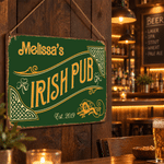 Personalised Vintage Shamrock Irish Pub Green Metal Sign with Name and Year Wall Decor Birthday Christmas Gift for Father Husband Drinker 2