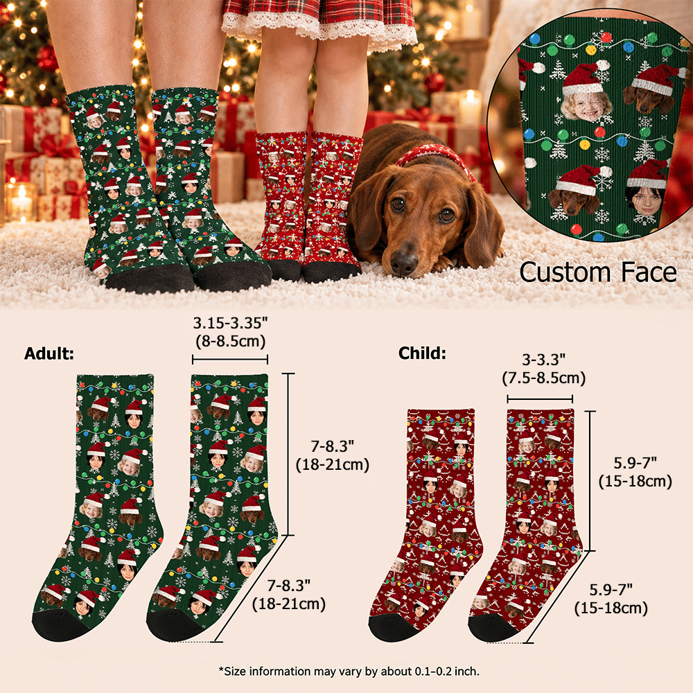 Personalised Funny 1-4 Face Photos Soft Mid-Calf Socks Daily Use Christmas Gift for Family Friend 10
