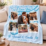 Personalized Film Roll Couple Photo Soft Throw Blanket with Names and Date Anniversary Wedding Gift for Couple 4