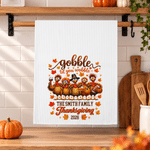 Personalized Thanksgiving Turkey Pumpkin Pattern Super Absorbent Tea Towel with Text and Year Thanksgiving Day Housewarming Gift for Family Friend 1