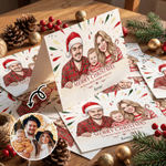 Personalized Merry Christmas Hand-Drawn Style Character Photo Greeting Card with Text Christmas Gift for Friends Family 4
