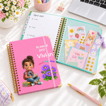 Personalized 3D-Effect Artwork Birth Flower Cartoon Character Photo 2027 Planner A5 Notebook with Name Birthday Office Gift for Students Art Workers 3