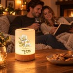 Personalised Gold-Edged Birth Flower Dimmable Touch LED Night Light with Name and Adjustable Colors Birthday Christmas Gift for Woman New Mum 5