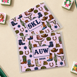 Personalized Western Cowgirl Style Tri-Folded Mahjong Card Cover with Name and Year Birthday Mahjong Night Gift for Mahjong Lovers 2