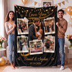 Personalized Film Roll Couple Photo Soft Throw Blanket with Names and Date Anniversary Wedding Gift for Couple 1