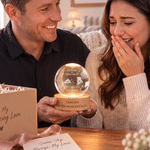 Personalized State Map Round Crystal Ball LED Night Light with Text Date and Wooden Base Memorial Bedroom Gift for Family Friend 5