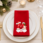 Personalized Snowman & Christmas Initial Cotton Red Christmas Napkin with Name Table Decor Christmas Gift for Family Friends 2