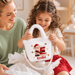 Personalized 3D-Style Art Santa Snowman Christmas Corduroy Crossbody Handbag with Name and Initial Christmas Gift for Boys Girls Family 5