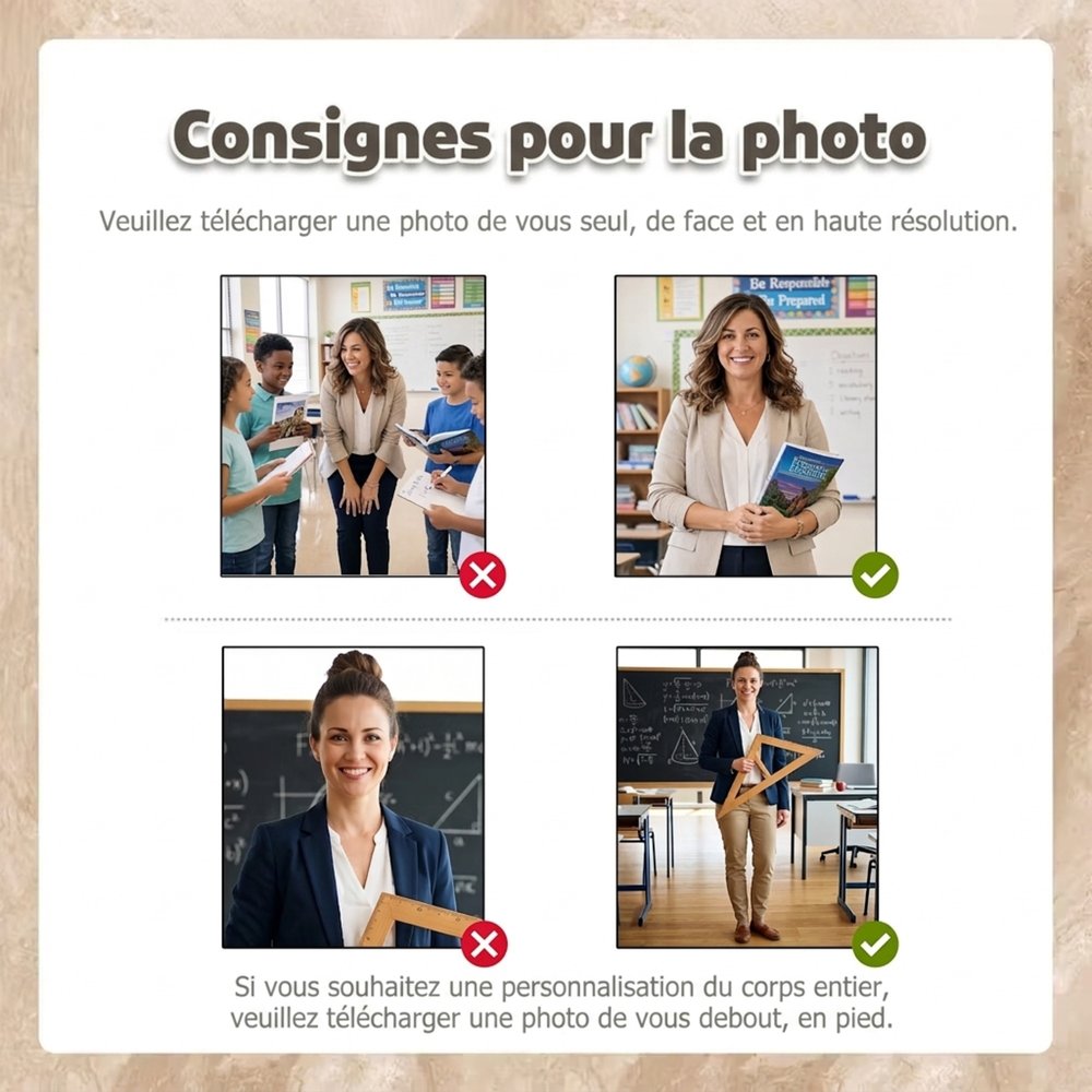 Décoration en bois multicouche personnalisée avec photo et texte - Style dessin animé 3D classe - Cadeau de rentrée scolaire pour enseignants 9