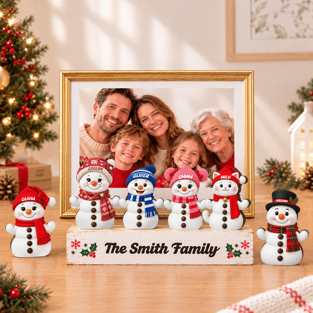 Personalized 1-15 Christmas Snowman Family Layered Wooden Decoration with Name Text and Base Home Decor Christmas Gift for Family Grandparents 5