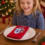 Personalized 3D-Effect Art Cute Yarn Snowman Initial 100% Cotton Red Napkin with Name Table Decor Christmas Gift for Family Friends 4