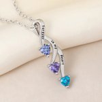 Personalized Minimalist Family 2-8 Heart Shaped Birthstones Necklace with Engraved Names Mother's Day Birthday Gift for Women Mom 1