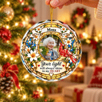 Personalised Stained Style Floral Glass Ornament with Photo and Name Christmas Memorial Gift for Family Friends 3