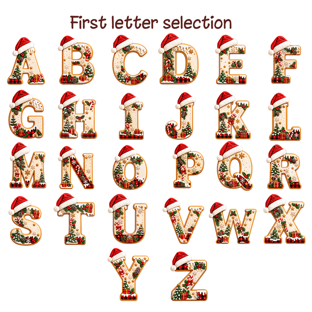 Pegatinas personalizadas para el árbol de Navidad con gorro de Papá Noel, copos de nieve e iniciales, con nombre y año. Decoración para regalos y fiestas navideñas. Regalo para niños, familiares y amigos. 6