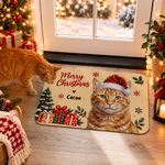 Personalised Christmas Oil Painting Style Cartoon Pet Photo Non-Slip Doormat with Name Christmas Holiday Party Gift for Pet Owners 4