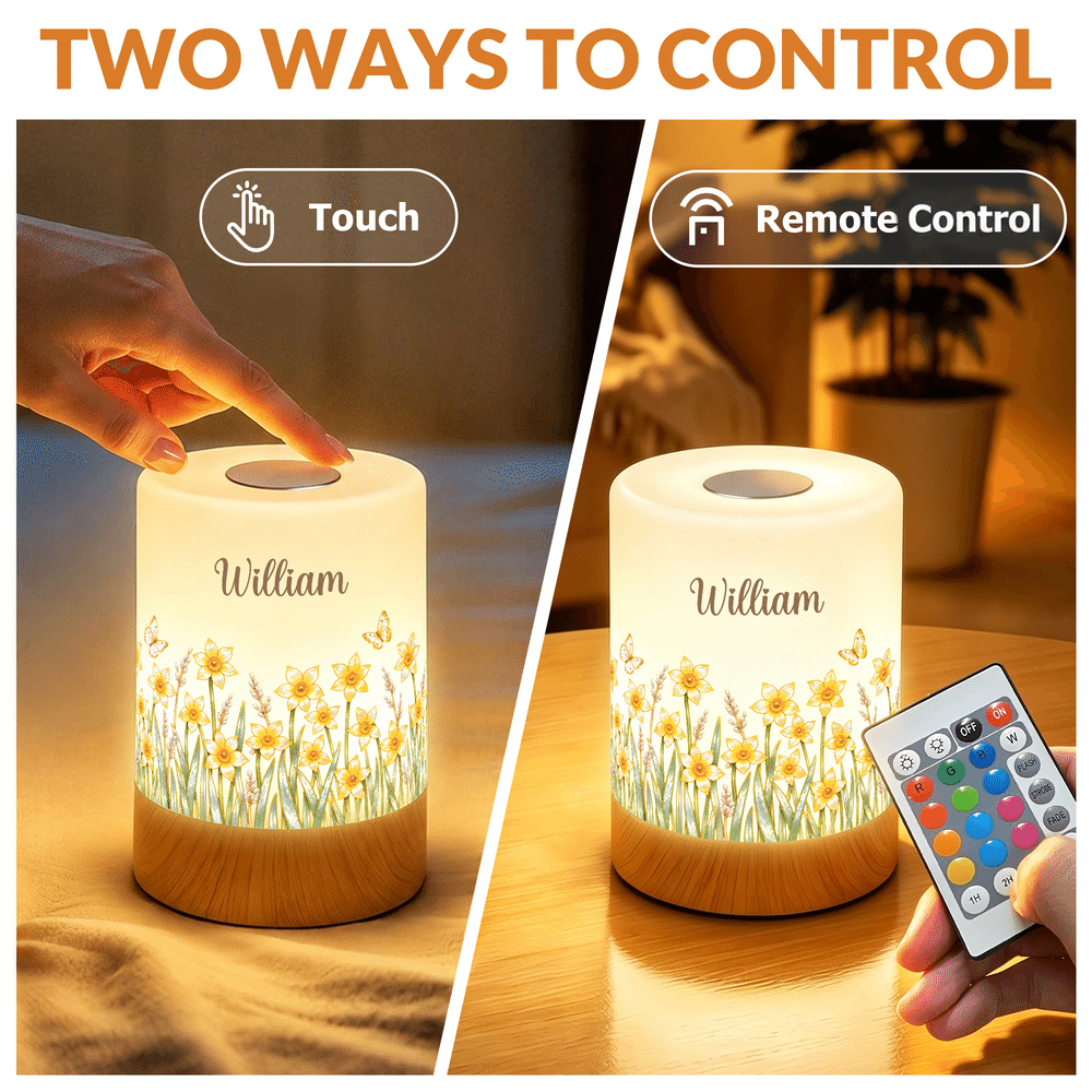 Personalised Birth Flower Dimmable Touch LED Night Light with Name and Remote Control Home Decor Birthday Gift for New Mum 6
