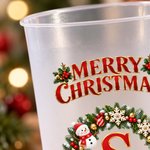 Personalized Christmas Wreath Design Plastic Cups with Initial and Text Set of 10 Family Gathering Christmas Party Gift for Family Friends 6