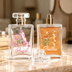 Personalized Diamond Effect Birth Flower Initial Durable Blue Bow Glass Perfume Bottle with Name Daily Use Birthday Christmas Gift for Women Girls 2