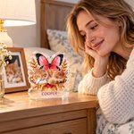 Personalized Birth Butterfly Floral Sleep Pet Photo Acrylic Ornament with Name Loss of Pet Sympathy Memorial Gift for Pet Owners 4