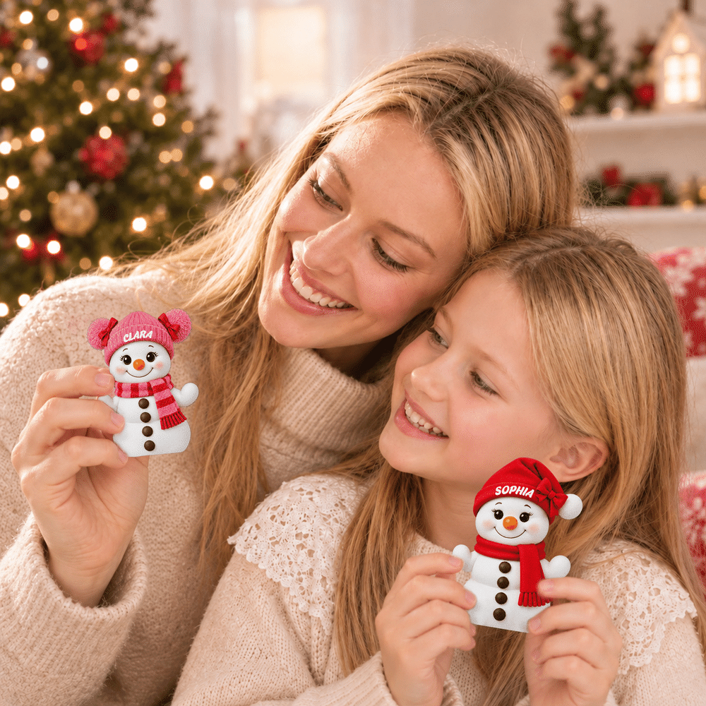 Personalized 1-15 Christmas Snowman Family Layered Wooden Decoration with Name Text and Base Home Decor Christmas Gift for Family Grandparents 3