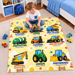 Personalised Multicolour Construction Vehicle & Bible Verse Soft Throw Blanket with Name Home Decor Christmas Gift for Kid Lorry Lover Christian 2