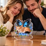 Personalized Birth Butterfly Floral Sleep Pet Photo Acrylic Ornament with Name Loss of Pet Sympathy Memorial Gift for Pet Owners 5